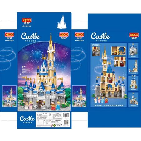 XIPOO XP96029A 96029A non  LÂU ĐÀI CỔ TÍCH GIẢ TƯỞNG 4 KẾT HỢP bộ đồ chơi xếp lắp ráp ghép mô hình Disney Princess CASTLE Công Chúa 1024 khối