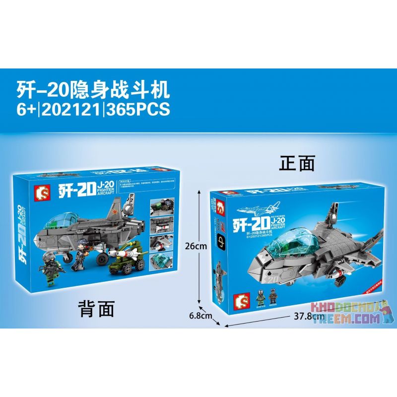 SEMBO 202121 non  MÁY BAY CHIẾN ĐẤU TÀNG HÌNH J-20 bộ đồ chơi xếp lắp ráp ghép mô hình Sky Wars J-20 FIGHTER AIRCRAFT Không Chiến 365 khối