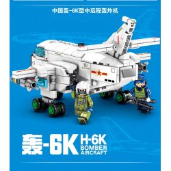 SEMBO 202120 non  MÁY BAY NÉM BOM TẦM TRUNG VÀ XA H-6K CỦA QUỐC bộ đồ chơi xếp lắp ráp ghép mô hình Sky Wars H-6K BOMBER AIRCRAFT Không Chiến 355 khối