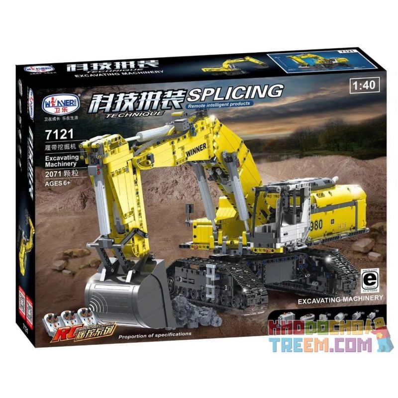 Winner 7121 non  MÁY XÚC BÁNH XÍCH 1:40 tỷ lệ 1:400 bộ đồ chơi xếp lắp ráp ghép mô hình  EXCAVATING MACHINERY Kỹ Thuật Công Nghệ Cao Mô Hình Phương Tiện 2071 khối