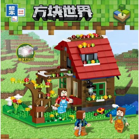 ZHEGAO QL0227 0227 non  NHÀ CỦA SÂN RỪNG bộ đồ chơi xếp lắp ráp ghép mô hình Minecraft Game Xây Dựng 873 khối