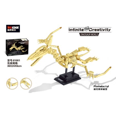 DECOOL 81001 non  MÔ HÌNH BỘ XƯƠNG PTEROSAUR bộ đồ chơi xếp lắp ráp ghép mô hình Dino DINOSAUR WORLD PTERODACTYL Khủng Long 491 khối