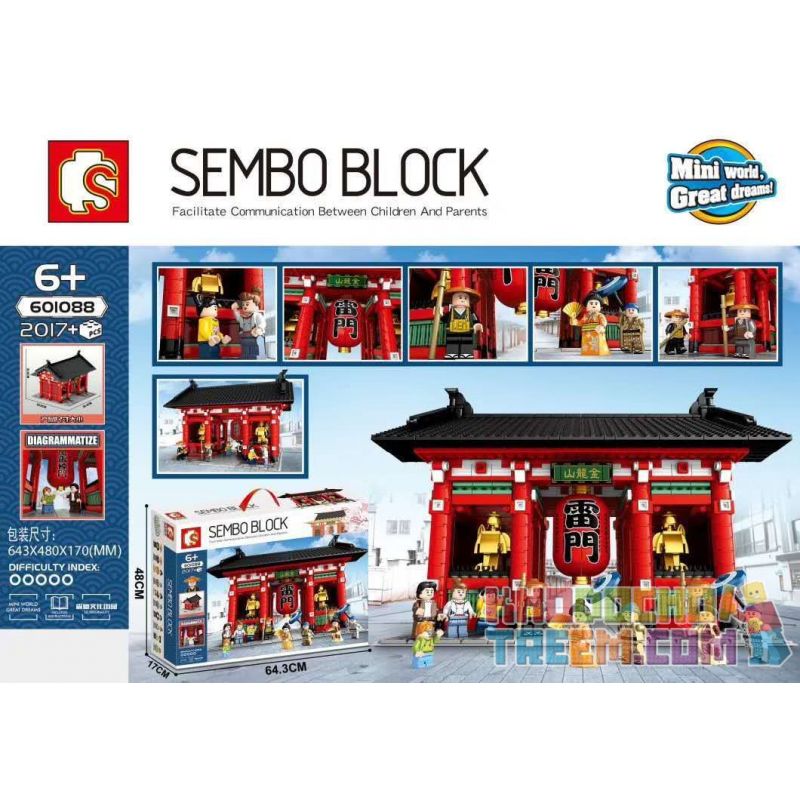 SEMBO 601088 non  ĐỀN SENSOJI NÚI RỒNG VÀNG TOKYO NHẬT BẢN bộ đồ chơi xếp lắp ráp ghép mô hình Creator Sáng Tạo 2017 khối