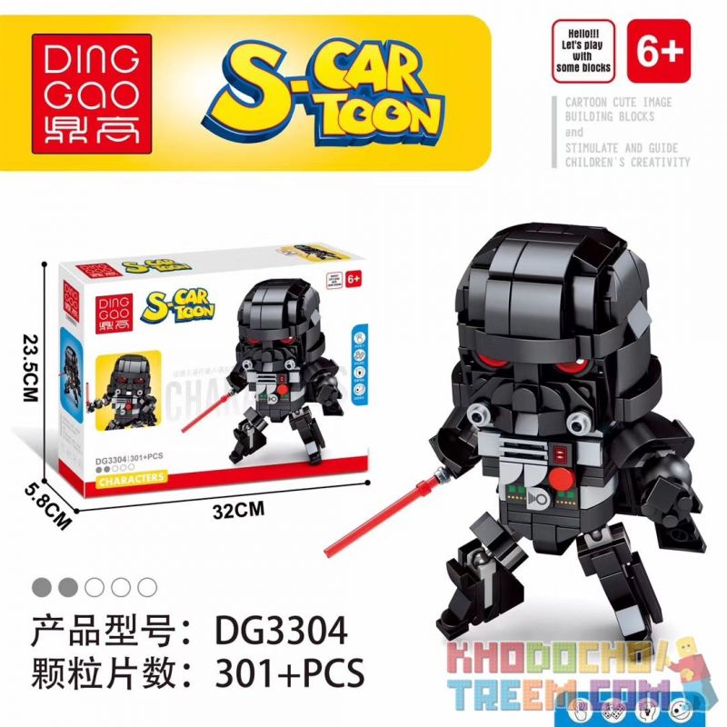 DINGGAO DG3304 3304 non  CHIẾN TRANH GIỮA CÁC VÌ SAO DARTH VADER bộ đồ chơi xếp lắp ráp ghép mô hình Brickheadz S-CARTOON DARTH VADER Nhân Vật Đầu To 301 khối