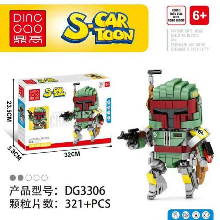 DINGGAO DG3306 3306 non  CHIẾN TRANH GIỮA CÁC VÌ SAO BOBA FETT bộ đồ chơi xếp lắp ráp ghép mô hình Brickheadz S-CARTOON BOBA FETT Nhân Vật Đầu To 321 khối