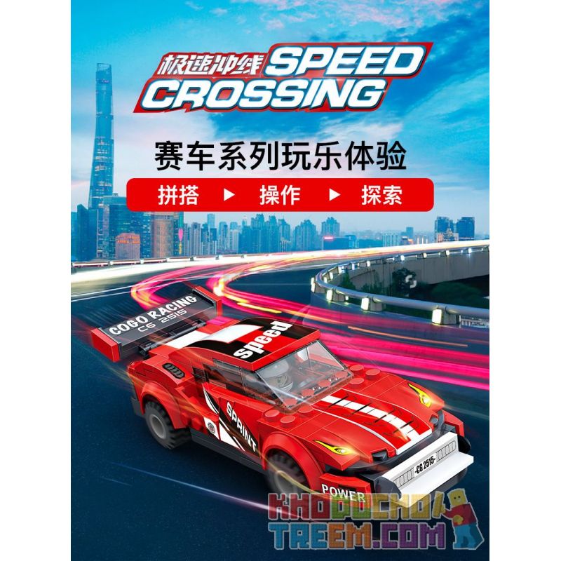 COGO 13425 13427 13428 13430 13431 13432 non  6 KÉO LÙI Ô TÔ bộ đồ chơi xếp lắp ráp ghép mô hình Racers SPEED CROSSING Đua Tốc Độ 195 khối