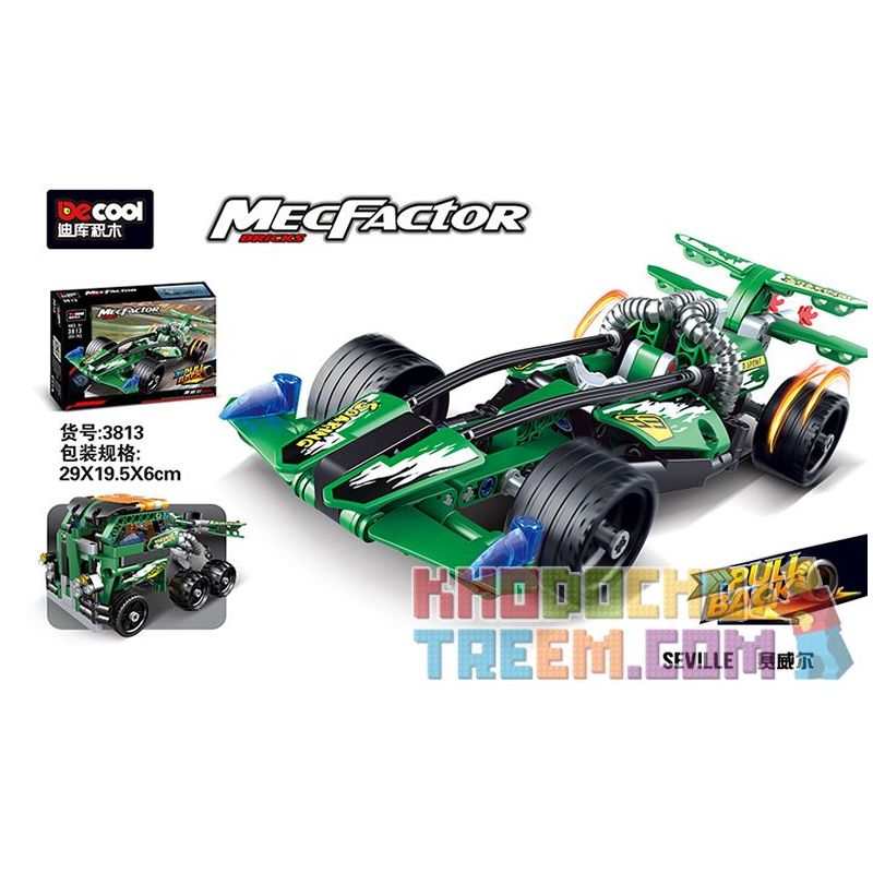 DECOOL 3813 non  MÀU XANH LÁ CÂY - CHASER SAIWELL bộ đồ chơi xếp lắp ráp ghép mô hình  MECFACTOR SEVILLE Kỹ Thuật Công Nghệ Cao Mô Hình Phương Tiện 203 khối
