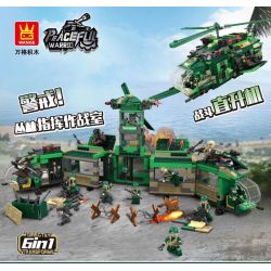 WANGE 5661 non  PHÒNG TÁC CHIẾN CHỈ HUY RỪNG RẬM TRỰC THĂNG ĐẤU 6 TỔ HỢP MÁY BAY TRINH SÁT VŨ TRANG TÀU NGẦM TRÊN BỘ TRẠM ĐIỀU HIỆN TRƯỜNG XE BỌC THÉP KHÔNG UAV CHẶT ĐẦU CĂN CỨ GIAM GIỮ bộ đồ chơi xếp lắp ráp ghép mô hình Military Army PEACEFUL Quân Sự Bộ Đội 1059 khối