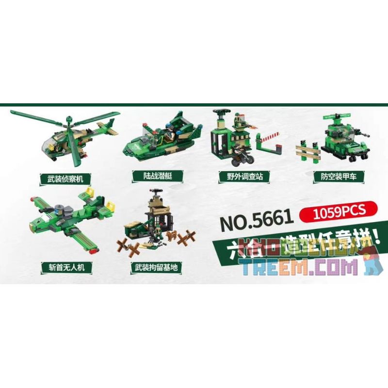 WANGE 5661 non  PHÒNG TÁC CHIẾN CHỈ HUY RỪNG RẬM TRỰC THĂNG ĐẤU 6 TỔ HỢP MÁY BAY TRINH SÁT VŨ TRANG TÀU NGẦM TRÊN BỘ TRẠM ĐIỀU HIỆN TRƯỜNG XE BỌC THÉP KHÔNG UAV CHẶT ĐẦU CĂN CỨ GIAM GIỮ bộ đồ chơi xếp lắp ráp ghép mô hình Military Army PEACEFUL Quân Sự Bộ Đội 1059 khối