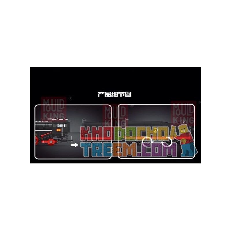 MouldKing 12003 12003CX Mould King 12003 12003CX non  CHUYỂN TIẾP ĐẦU MÁY HƠI NƯỚC bộ đồ chơi xếp lắp ráp ghép mô hình Trains QJ STEAM LOCOMOTIVES Tàu Hỏa 2160 khối