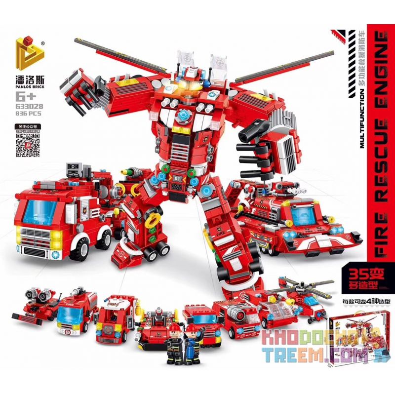 PanlosBrick 633028 Panlos Brick 633028 non  XE CỨU HỎA HỘ ĐA NĂNG 35 bộ đồ chơi xếp lắp ráp ghép mô hình Fire Rescure MULTIFUNCTION FIRE RESCUE ENGINE 836 khối