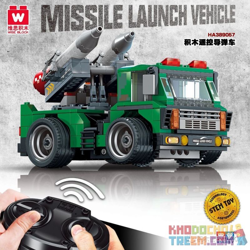 WISE BLOCK HA389057 389057 non  XE TÊN LỬA ĐIỀU KHIỂN TỪ XA bộ đồ chơi xếp lắp ráp ghép mô hình Military Army Quân Sự Bộ Đội 331 khối