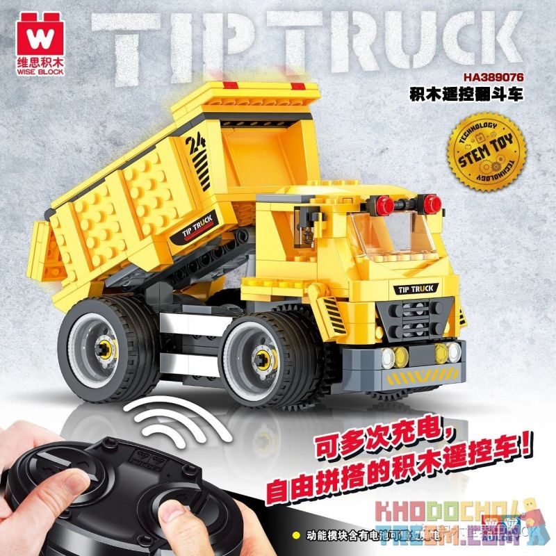 WISE BLOCK HA389076 389076 non  XE BEN ĐIỀU KHIỂN TỪ XA bộ đồ chơi xếp lắp ráp ghép mô hình TIP TRUCK 273 khối