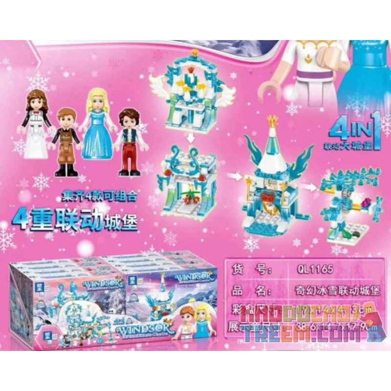 ZHEGAO QL1165 1165 non  SỰ KẾT HỢP GIỮA BĂNG VÀ TUYẾT TƯỞNG TƯỢNG LÂU ĐÀI LIÊN 4 bộ đồ chơi xếp lắp ráp ghép mô hình Disney Princess WINDSOR CASTIC Công Chúa 292 khối