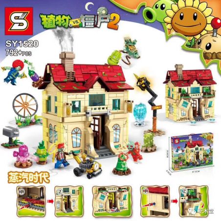 SHENG YUAN SY SY1520 1520 non  KỶ NGUYÊN STEAMPUNK bộ đồ chơi xếp lắp ráp ghép mô hình Plants Vs Zombies Hoa Quả Nổi Giận 792 khối