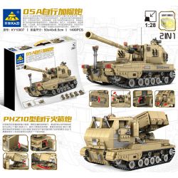 Kazi KY10007 10007 non  05 LỰU PHÁO TỰ HÀNH 1:28 tỷ lệ 1:28 bộ đồ chơi xếp lắp ráp ghép mô hình Military Army Quân Sự Bộ Đội 1499 khối