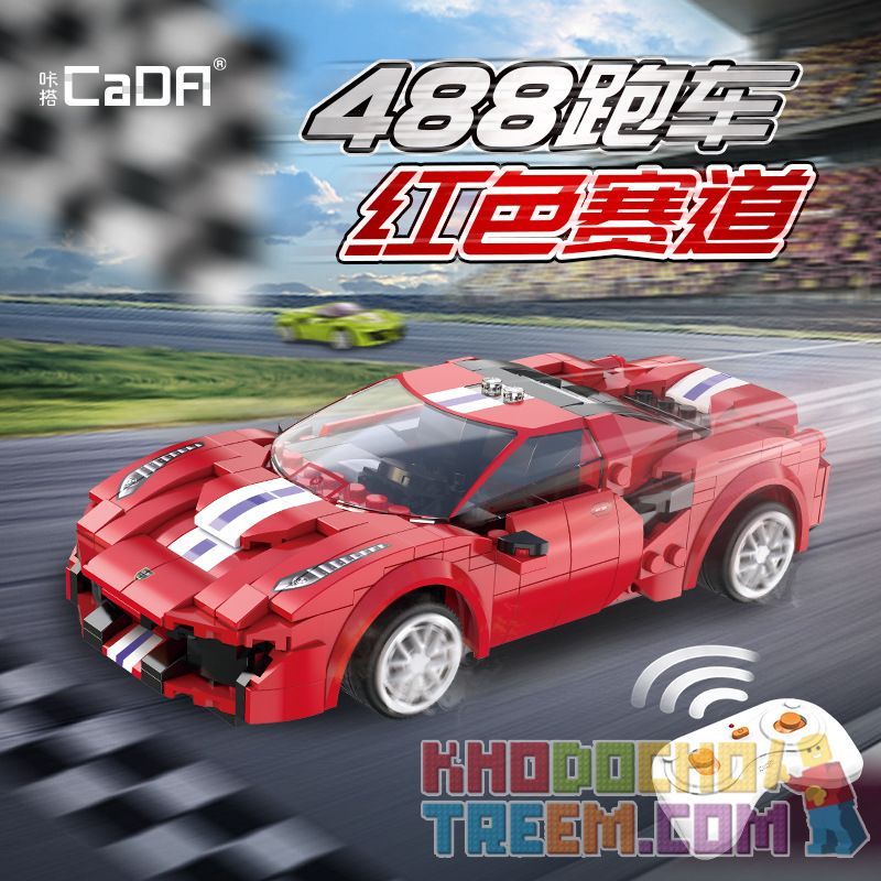 DOUBLEE CADA C51072 51072 non  FERRARI 488 ĐƯỜNG ĐUA THỂ THAO MÀU ĐỎ bộ đồ chơi xếp lắp ráp ghép mô hình Speed Champions Racing Cars Đua Xe Công Thức 306 khối