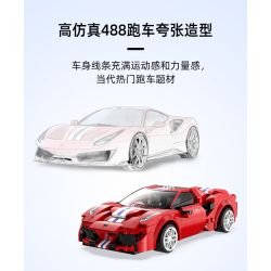 DOUBLEE CADA C51072 51072 non  FERRARI 488 ĐƯỜNG ĐUA THỂ THAO MÀU ĐỎ bộ đồ chơi xếp lắp ráp ghép mô hình Speed Champions Racing Cars Đua Xe Công Thức 306 khối