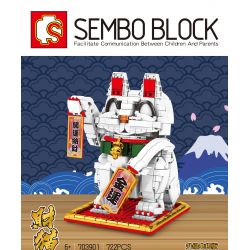 SEMBO 703901 non  MÈO VẪY TAY PHẢI bộ đồ chơi xếp lắp ráp ghép mô hình Creator LUCKY CAT Sáng Tạo 722 khối