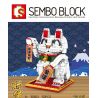 SEMBO 703901 non  MÈO VẪY TAY PHẢI bộ đồ chơi xếp lắp ráp ghép mô hình Creator LUCKY CAT Sáng Tạo 722 khối