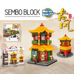 SEMBO 601036 non  CỔ VẬT XIAO LONG BAO bộ đồ chơi xếp lắp ráp ghép mô hình Mini Modular Đường Phố Thu Nhỏ 268 khối