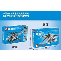 SEMBO 202125 non  TRUNG QUỐC ZHI-20 NAVY GUNSHIP bộ đồ chơi xếp lắp ráp ghép mô hình Military Army Z-20 ATTACK HELICOPTER Quân Sự Bộ Đội 935 khối