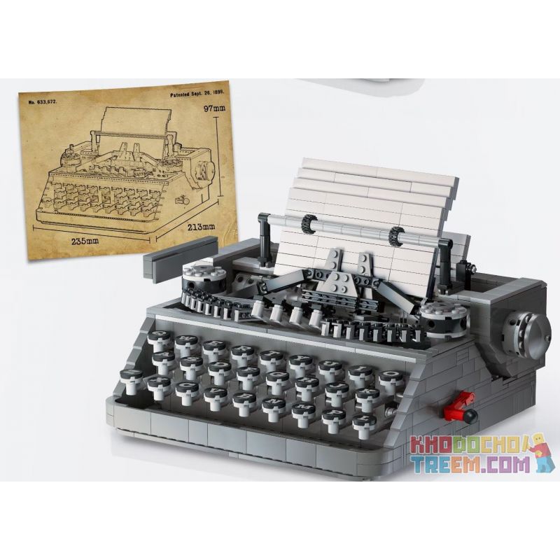 QIZHILE 90011 non  MÁY ĐÁNH CHỮ bộ đồ chơi xếp lắp ráp ghép mô hình Creator TYPEWRITER Sáng Tạo 1503 khối