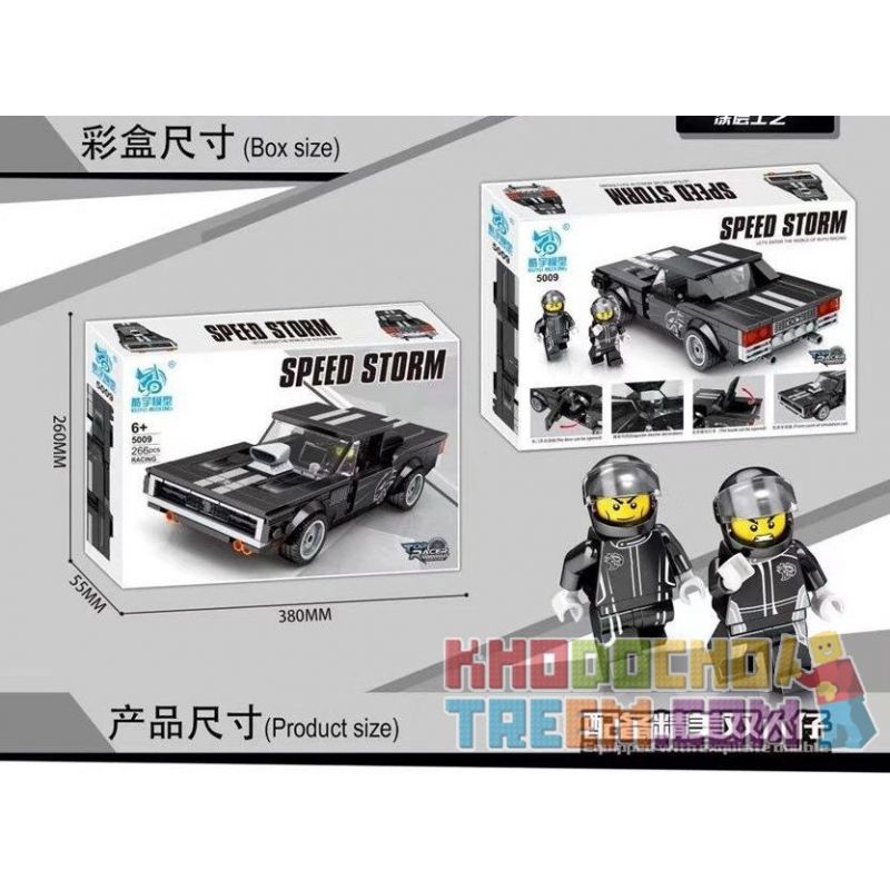 KUYU MOXING 5009 REBRICKABLE MOC-41750 41750 MOC41750 non  ĐẾ SẠC bộ đồ chơi xếp lắp ráp ghép mô hình Speed Champions Racing Cars DOM'S DODGE CHARGER Đua Xe Công Thức 308 khối