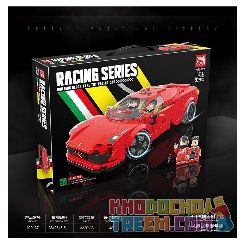 QuanGuan 100137 Quan Guan 100137 non  FERRARI 458. bộ đồ chơi xếp lắp ráp ghép mô hình Speed Champions Racing Cars Đua Xe Công Thức 332 khối