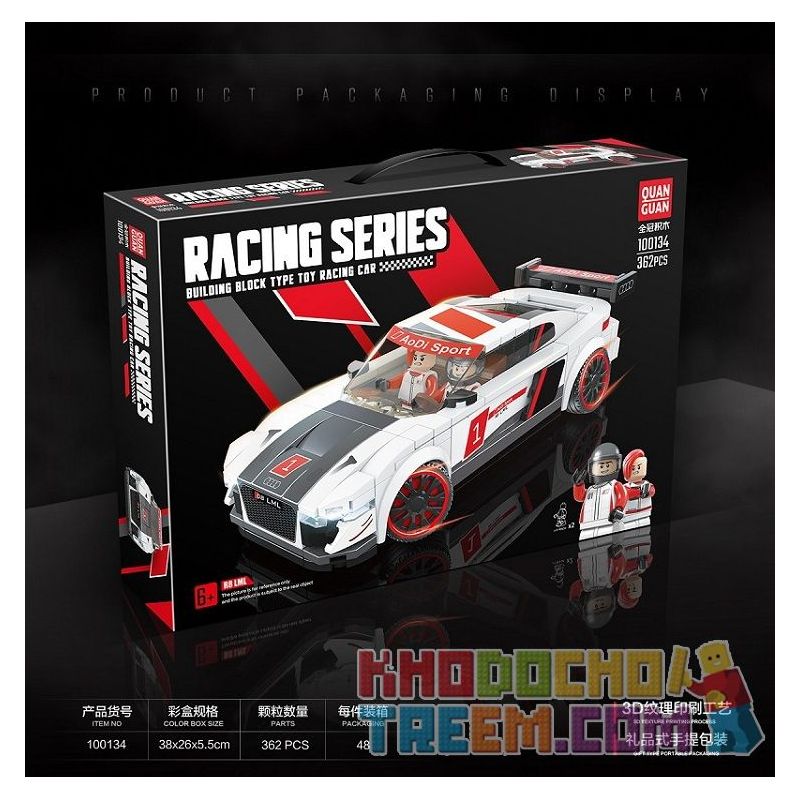 QuanGuan 100134 Quan Guan 100134 non  AUDI R8 bộ đồ chơi xếp lắp ráp ghép mô hình Speed Champions Racing Cars Đua Xe Công Thức 362 khối