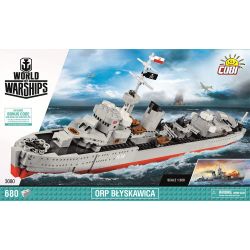 COBI 3080 4807 non  KHU TRỤC HẠM BLIKSEM bộ đồ chơi xếp lắp ráp ghép mô hình Military Army DESTROYER ORP BŁYSKAWICA Quân Sự Bộ Đội 680 khối