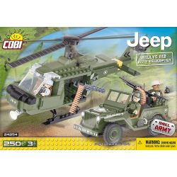 COBI 24254 non  WILLIS MB VÀ TRỰC THĂNG bộ đồ chơi xếp lắp ráp ghép mô hình Military Army WILLYS MB WITH HELICOPTER Quân Sự Bộ Đội 250 khối