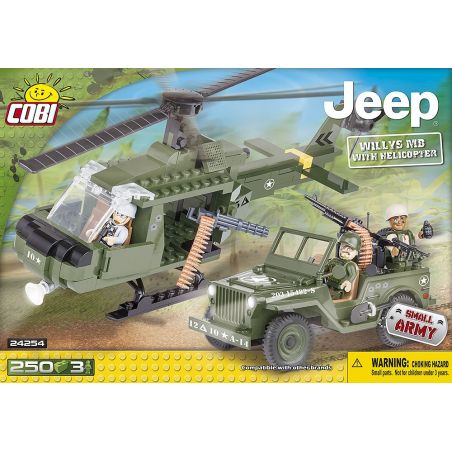 COBI 24254 non  WILLIS MB VÀ TRỰC THĂNG bộ đồ chơi xếp lắp ráp ghép mô hình Military Army WILLYS MB WITH HELICOPTER Quân Sự Bộ Đội 250 khối