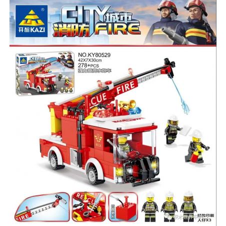 Kazi KY80529 80529 non  XE VÒI RỒNG MẠNH MẼ bộ đồ chơi xếp lắp ráp ghép mô hình Fire Rescure CITY FIRE Cứu Hỏa 278 khối