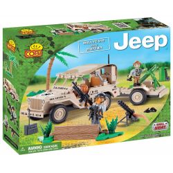 COBI 24190 non  WILLIS MB VÀ MORTAR (SA MẠC) bộ đồ chơi xếp lắp ráp ghép mô hình Military Army WILLYS MB WITH MORTAR (DESERT) Quân Sự Bộ Đội 190 khối