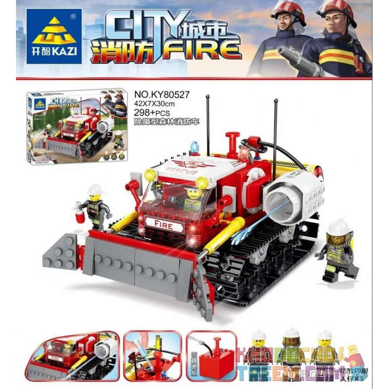 Kazi KY80527 80527 non  XE CHỮA CHÁY RỪNG DỠ RÀO bộ đồ chơi xếp lắp ráp ghép mô hình Fire Rescure CITY FIRE Cứu Hỏa 298 khối