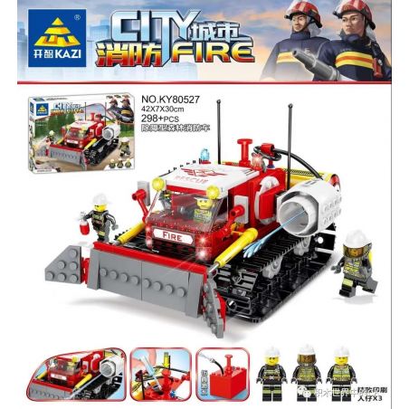 Kazi KY80527 80527 non  XE CHỮA CHÁY RỪNG DỠ RÀO bộ đồ chơi xếp lắp ráp ghép mô hình Fire Rescure CITY FIRE Cứu Hỏa 298 khối