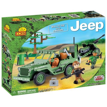 COBI 24191 non  WILLIS MB VÀ CANNON bộ đồ chơi xếp lắp ráp ghép mô hình Military Army WILLYS MB WITH CANNON Quân Sự Bộ Đội 190 khối