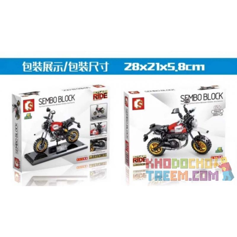 SEMBO 701117 non  DUKADI SA MẠC XE MÁY bộ đồ chơi xếp lắp ráp ghép mô hình Motorcycle Motorbike DUCATI SCRAMBLER DESERT SLED Xe Hai Bánh 212 khối