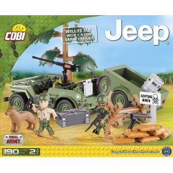 COBI 24192 non  WILLIS MB VÀ RƠ MOÓC CHỞ HÀNG 14 TẤN bộ đồ chơi xếp lắp ráp ghép mô hình Military Army WILLYS MB WITH 1/4 TON CARGO TRAILER Quân Sự Bộ Đội 190 khối