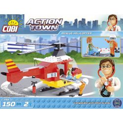 COBI 1762 non  TRỰC THĂNG CỨU HỘ bộ đồ chơi xếp lắp ráp ghép mô hình City RESCUE HELICOPTER Thành Phố 150 khối