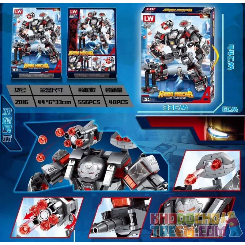 LW 2016 non  MÁY CHIẾN TRANH MÓC VŨ TRANG NẶNG bộ đồ chơi xếp lắp ráp ghép mô hình Super Heroes HERO MECHA WAR MACHINE BUSTER Siêu Nhân Anh Hùng 556 khối