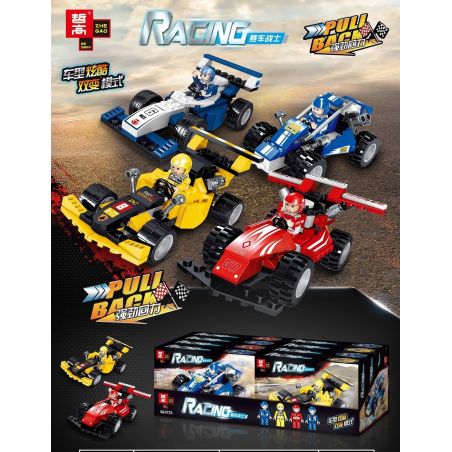 ZHEGAO QL0723 0723 non  CÔNG THỨC 1 XE 4 bộ đồ chơi xếp lắp ráp ghép mô hình Racers RACING Đua Tốc Độ 414 khối