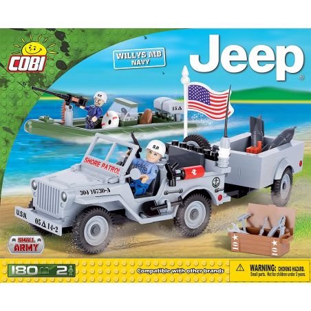 COBI 24193 non  HẢI QUÂN JEEP WILLIS bộ đồ chơi xếp lắp ráp ghép mô hình Military Army JEEP WILLYS MB NAVY Quân Sự Bộ Đội 180 khối