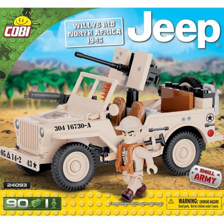 COBI 24093 non  WILLIS MB JEEP BẮC PHI 1943 bộ đồ chơi xếp lắp ráp ghép mô hình Military Army JEEP WILLYS MB NORTH AFRICA 1943 Quân Sự Bộ Đội 90 khối