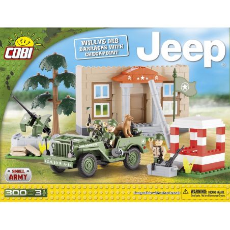 COBI 24302 non  WILLIS MB JEEP BARRACK AND CHECKPOINT bộ đồ chơi xếp lắp ráp ghép mô hình Military Army JEEP WILLYS MB BARRACKS WITH CHECKPOINT Quân Sự Bộ Đội 300 khối