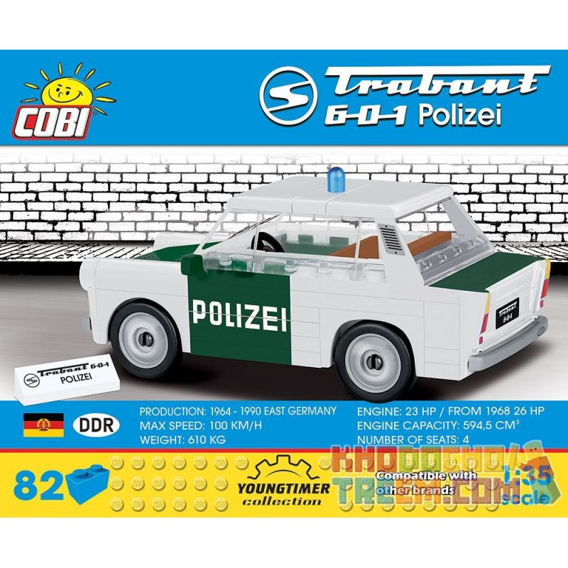 COBI 24541 non  TRABANT 601 CẢNH SÁT bộ đồ chơi xếp lắp ráp ghép mô hình Creator TRABANT 601 POLIZEI Sáng Tạo 82 khối