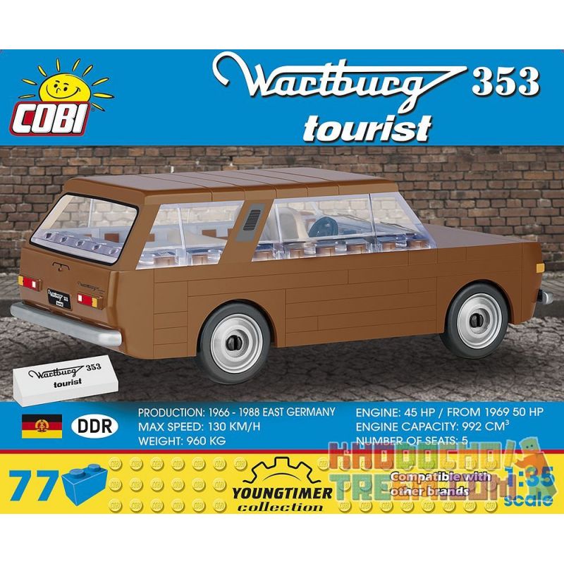 COBI 24543 non  WARTBURG 353 DU LỊCH bộ đồ chơi xếp lắp ráp ghép mô hình Creator WARTBURG 353 TOURIST Sáng Tạo 77 khối
