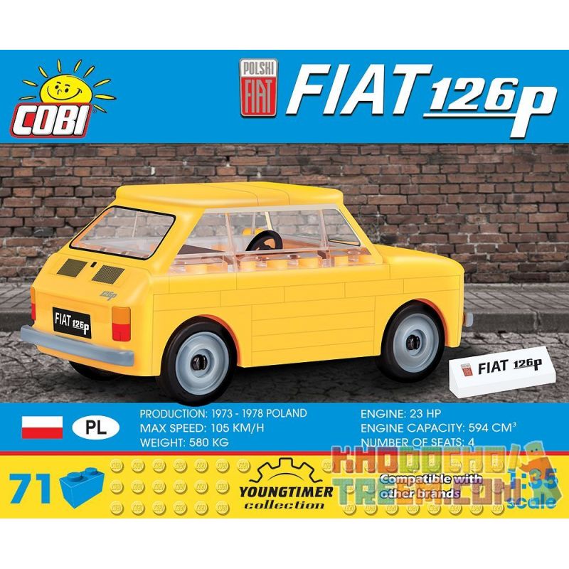 COBI 24530 non  FIAT 126P. bộ đồ chơi xếp lắp ráp ghép mô hình Creator Sáng Tạo 71 khối