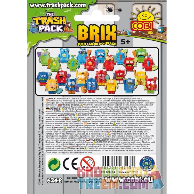 COBI 6248 non  NGƯỜI ĐÀN ÔNG RÁC CỘNG VỚI PHỤ KIỆN bộ đồ chơi xếp lắp ráp ghép mô hình 1 TRASH + ACCESSORIES